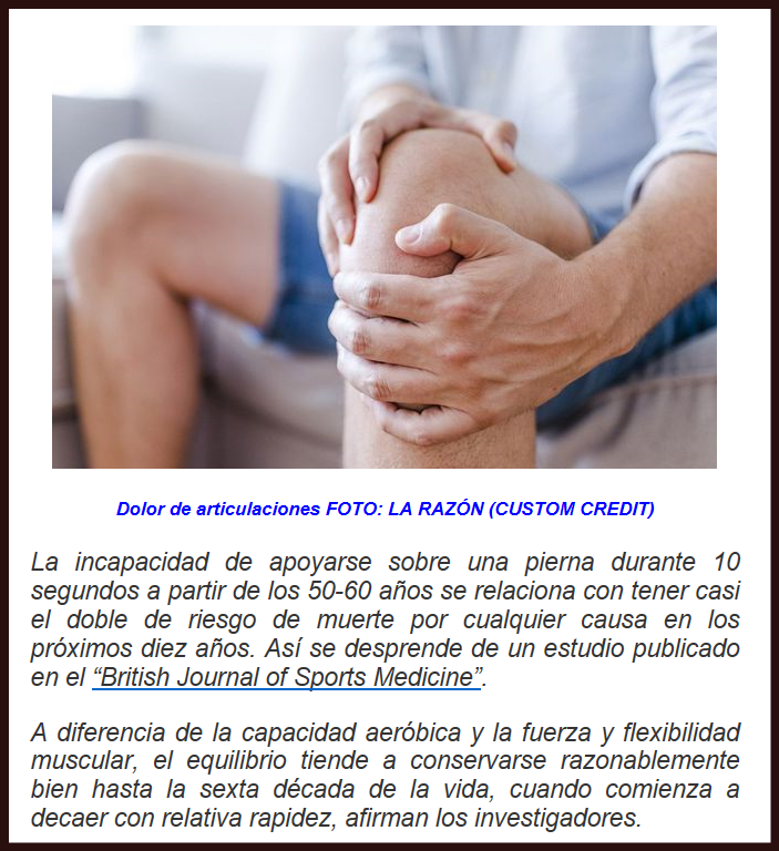  Prueba de longevidad: &iquest;Puede apoyarse sobre una &uacute;nica pierna durante diez segundos?