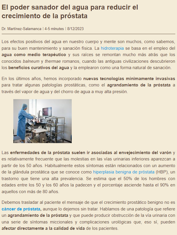  Nuevas t&eacute;cnicas para la reducci&oacute;n de la hiperplasia benigna de pr&oacute;stata con hidroterapia