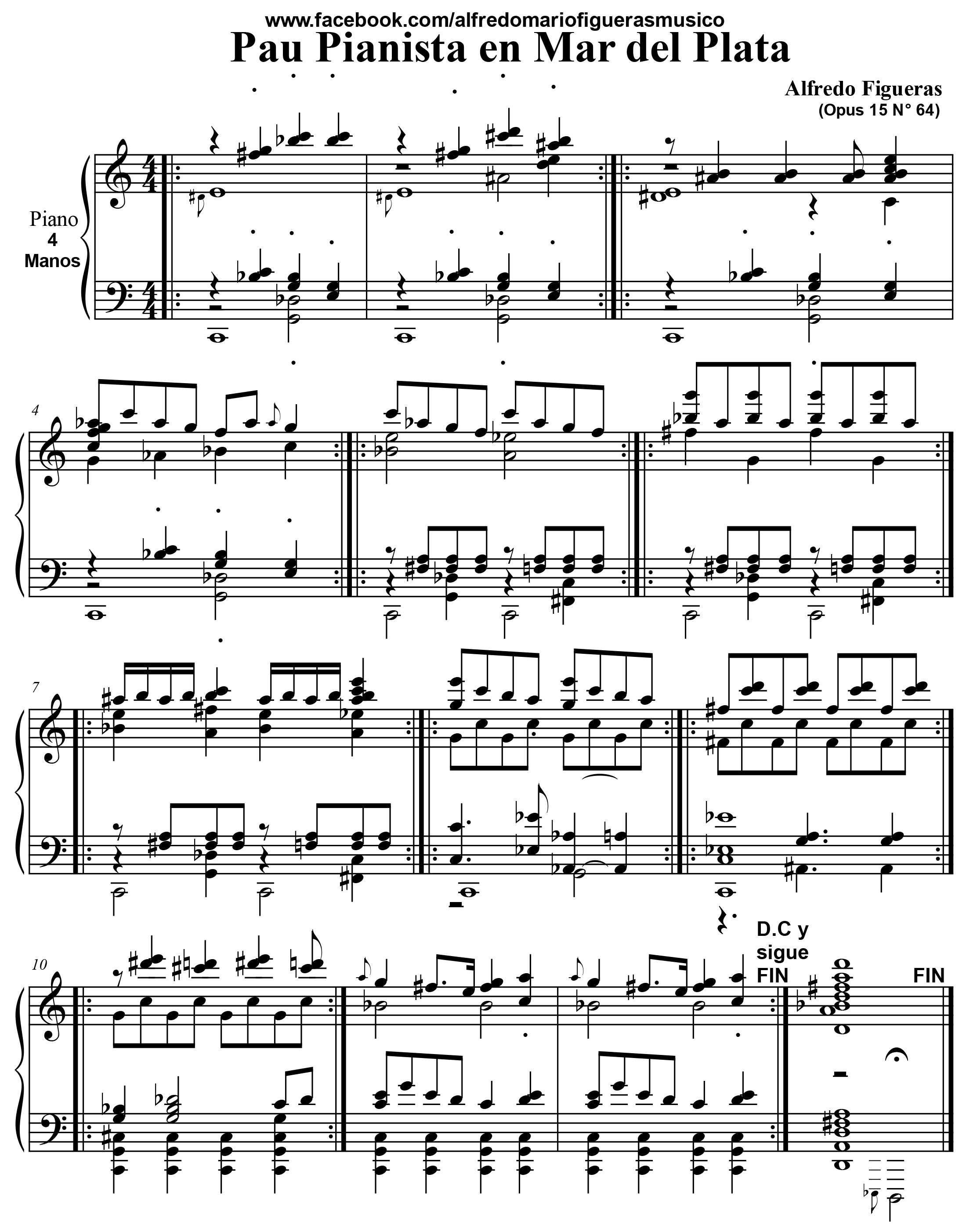 Pau Pianista en Mar del Plata Estreno Mundial Piano a 4 Manos Partitura Argentina
