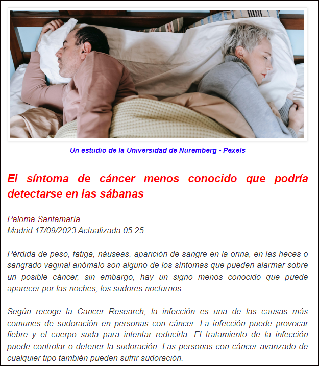  Los sudores nocturnos