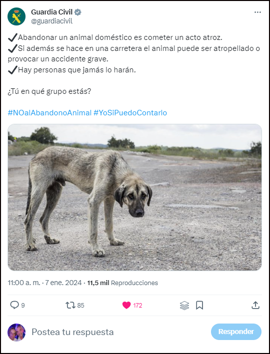  Abandonar a un animal dom&eacute;stico es un crimen
