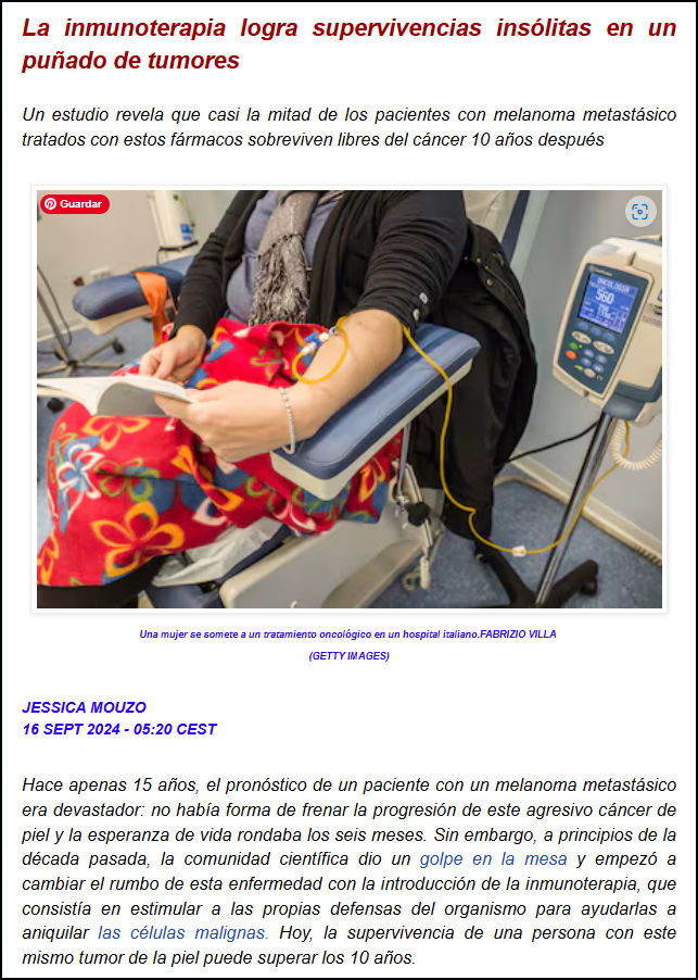 INMUNOTERAPIA: Un estudio revela capacidad para conseguir supervivencias ins&oacute;litas contra el c&aacute;ncer