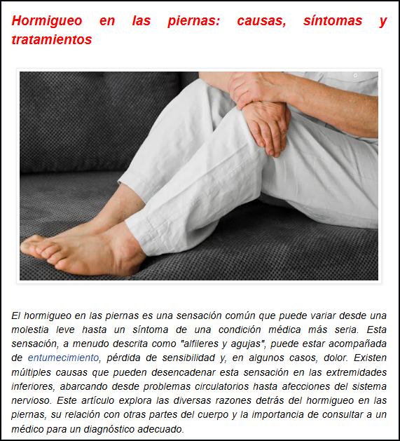  Hormigueo en las piernas, s&iacute;ntomas, causas y tratamientos adecuados