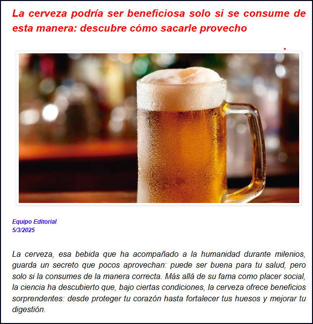  &iquest;C&oacute;mo conseguir consumir cerveza para que sea saludable y beneficiosa?