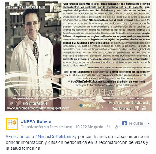 UNFPA Fondo de Poblaci&oacute;n de las Naciones Unidas felicita labor de Andrea Gonz&aacute;lez-Villablanca