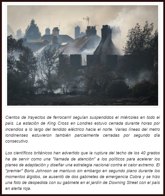  El Cambio Clim&aacute;tico lleg&oacute; a Londres: Arde Londres y los bomberos deben actuar con firmeza
