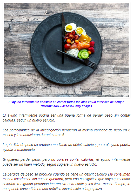 Hablando de dietas: "El ayuno intermitente" y eso de "contar calor&iacute;as"