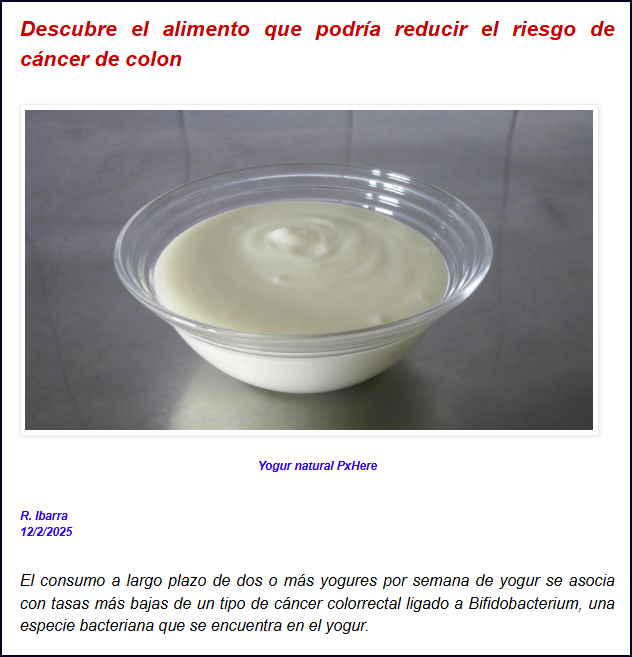 Se descubre que el consumo de yogures puede prevenir el c&aacute;ncer intestinal