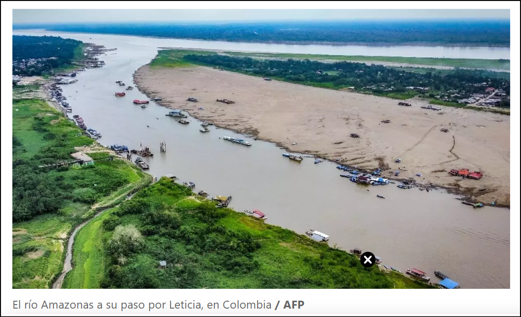  El r&iacute;o Amazonas pierde el 90% de su caudal a su paso por Colombia por la sequ&iacute;a extrema