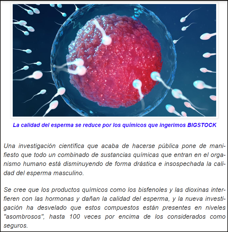 Alarma sobre descendencia en humanos: El esperma masculino cae en picado por la qu&iacute;mica q ingerimos