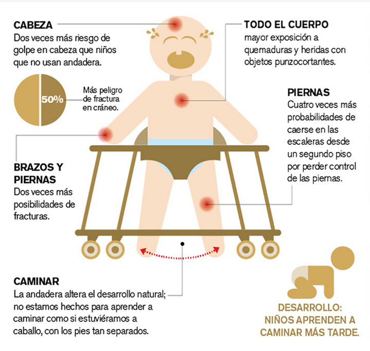 La falsa creencia de que la andadera ayuda a caminar
