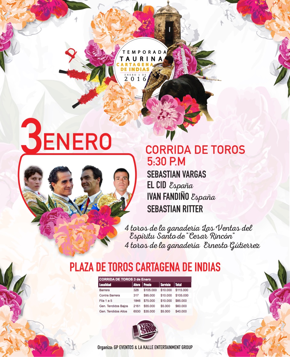 CARTAGENA se viste de luces el 3 de enero con un cartelazo