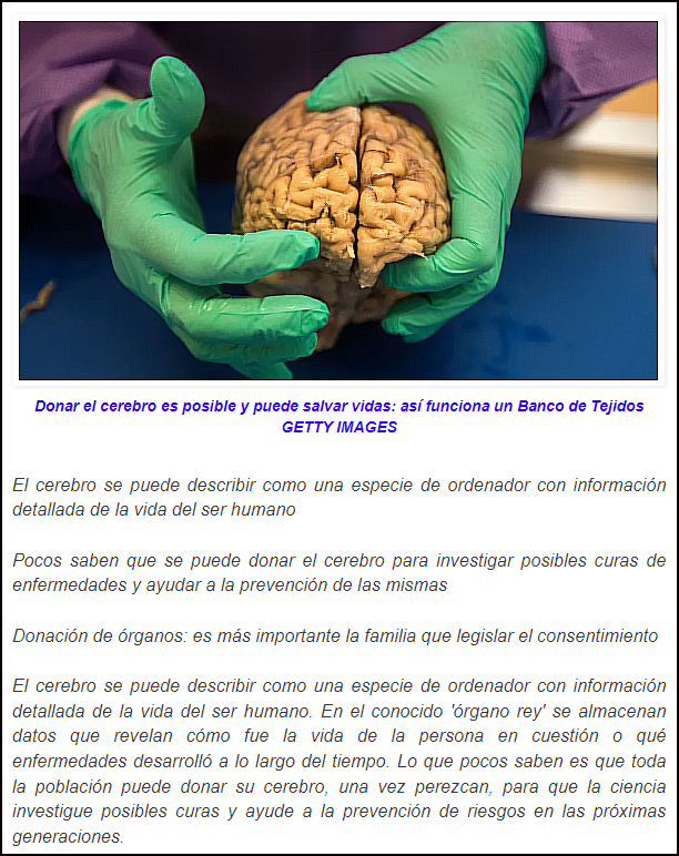  Se puede donar el cerebro y con ello salvar vidas