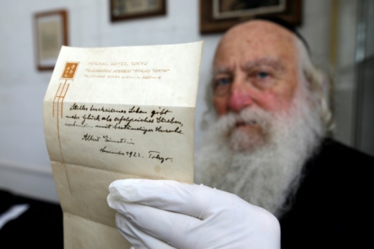 Will auction Albert Einstein's written note on his theory to be happy