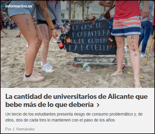 Un tercio de los estudiantes presenta riesgo de consumo problem&aacute;tico