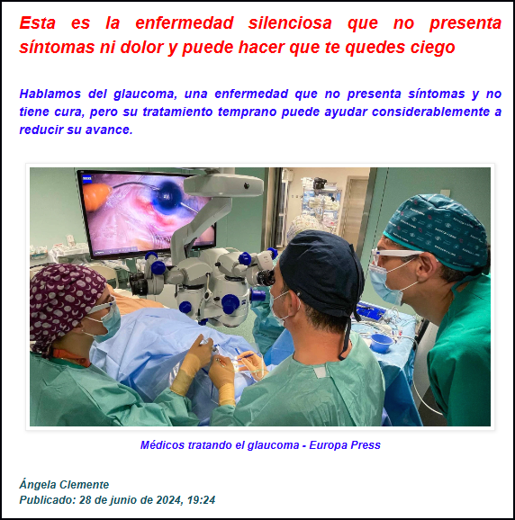  El Glaucoma, esa peligrosa enfermedad silenciosa que puede llevarte a la ceguera.