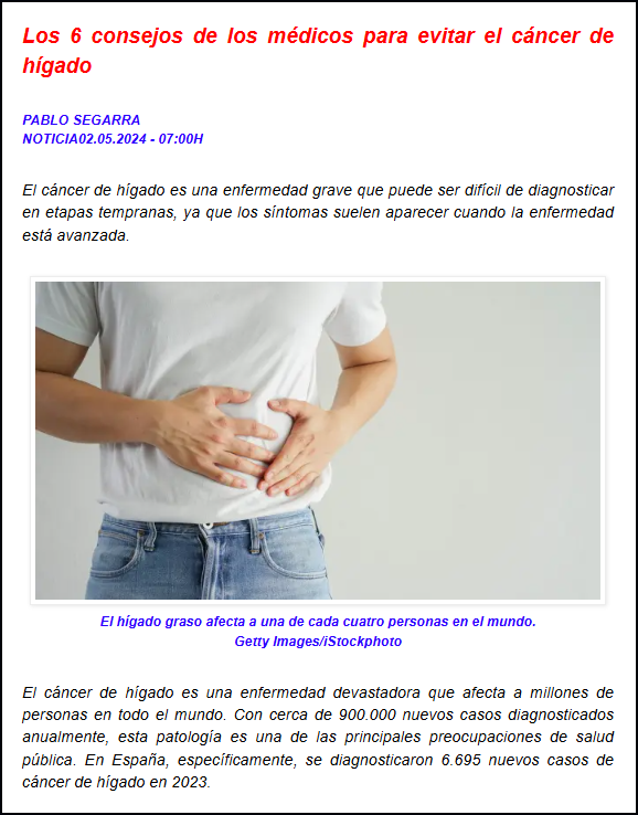  C&aacute;ncer de h&iacute;gado: &iquest;Es evitable?