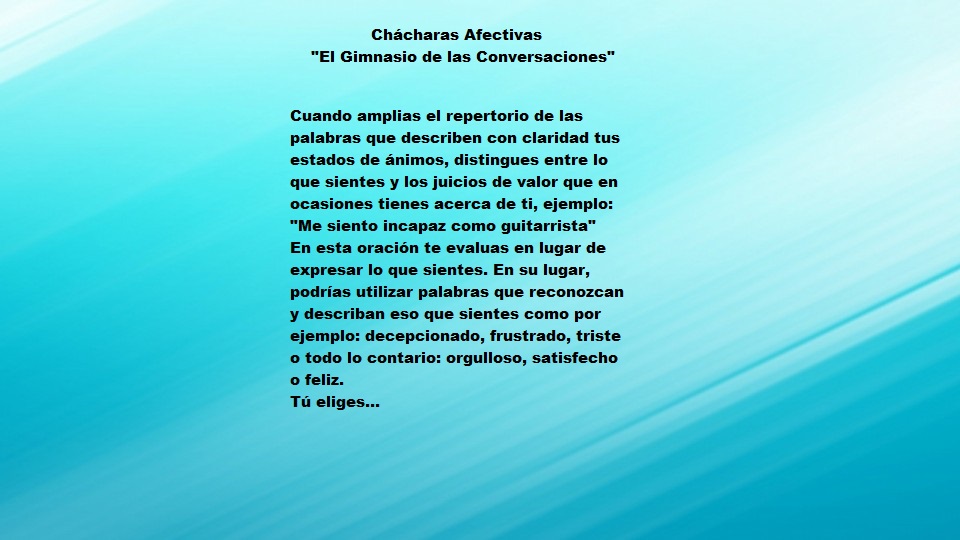 Ch&aacute;charas Afectivas "El Gimnasio de las conversaciones"