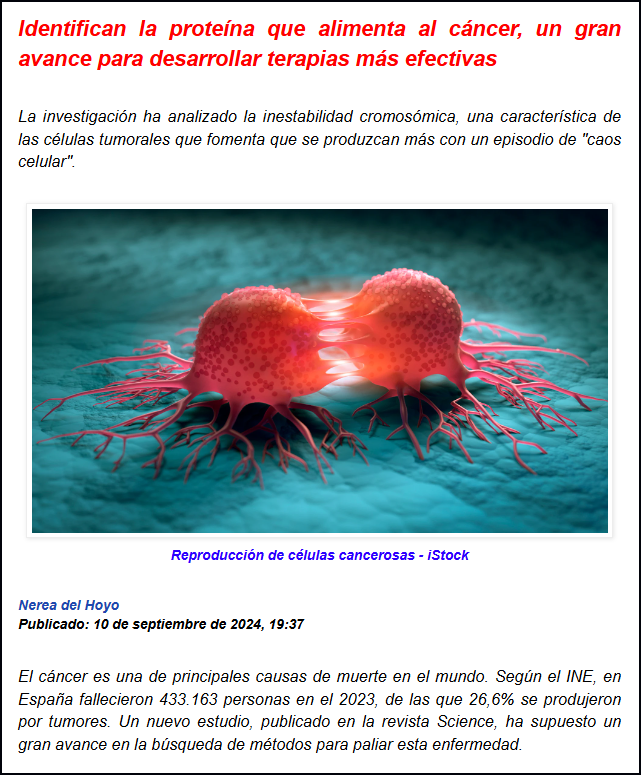  Nuevos avances para desarrollar terapias m&aacute;s efectivas para el tratamiento del c&aacute;ncer