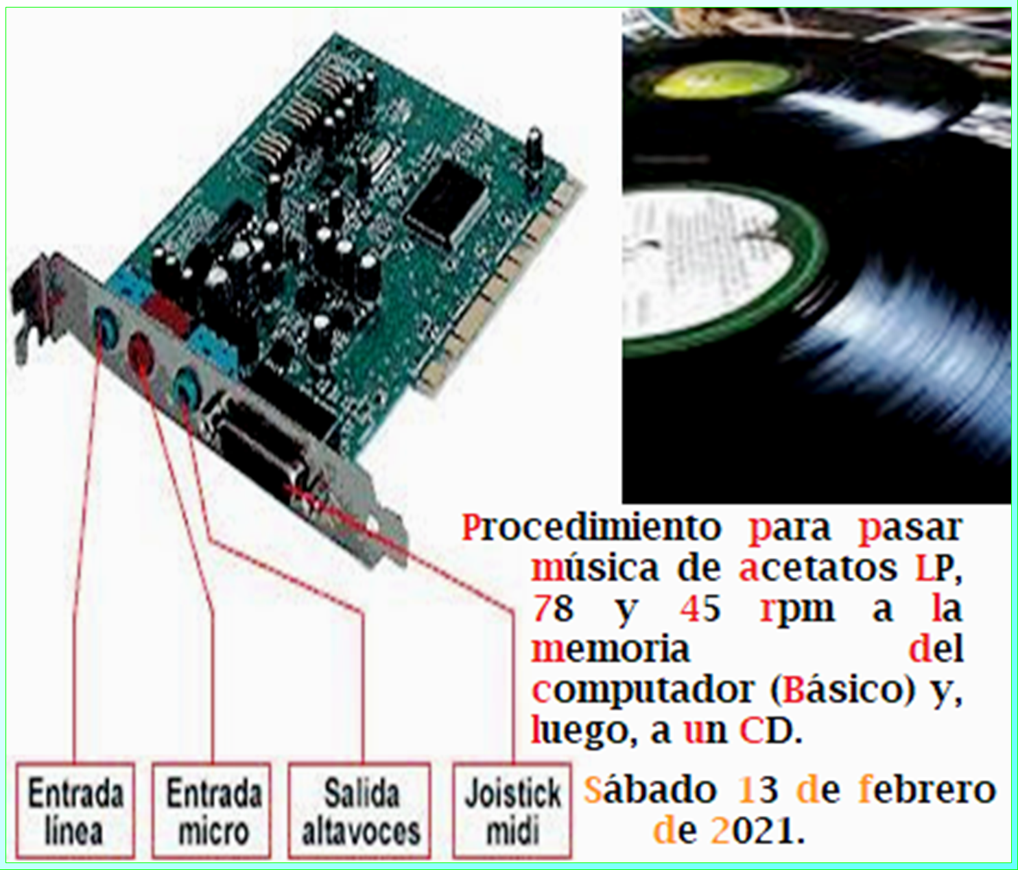 C&oacute;mo  Grabar discos de acetato en mi PC