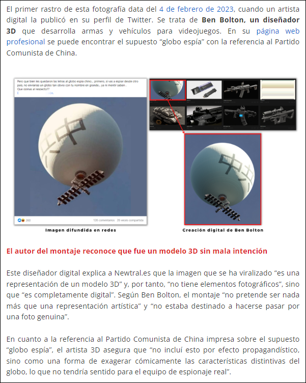  Fake news: El globo chino no era esp&iacute;a, las im&aacute;genes eran un montaje