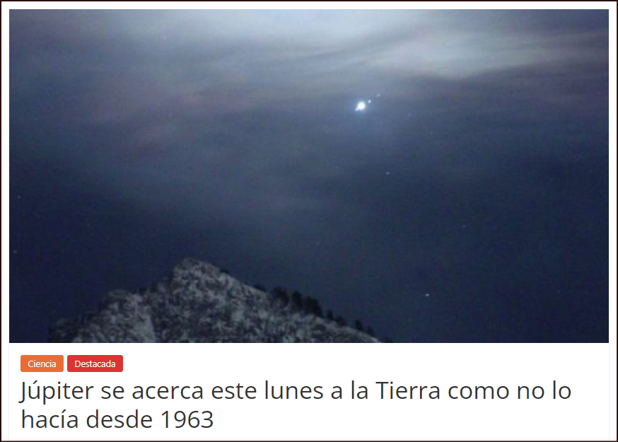 J&uacute;piter, m&aacute;s cerca que nunca este lunes 26/09/22
