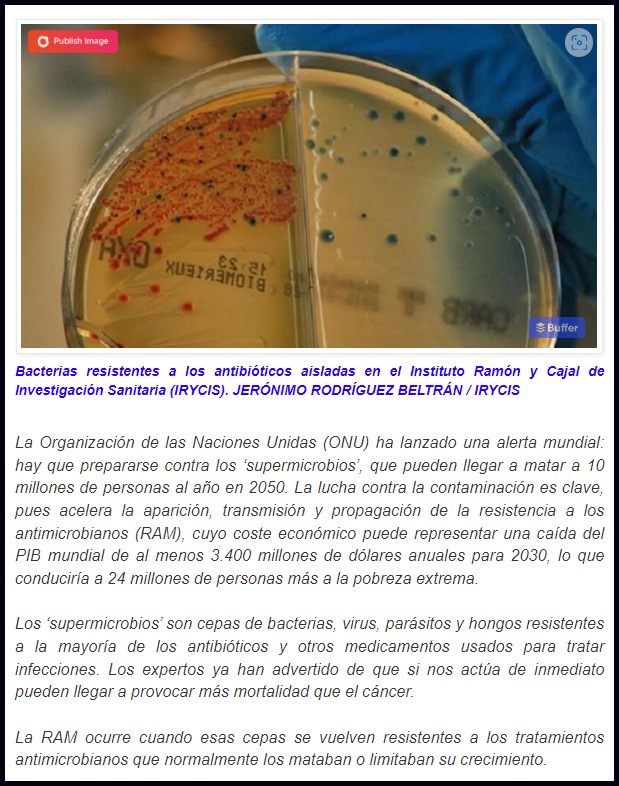  Alerta mundial: La ONU pide lucha contaminaci&oacute;n,    supermicrobios    pueden matar a 10 MM personas/a&ntilde;o