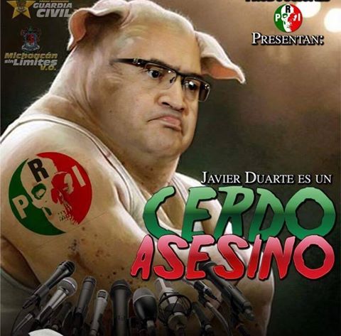 Javier Duarte de Ochoa y su calavera, pero bien culera.