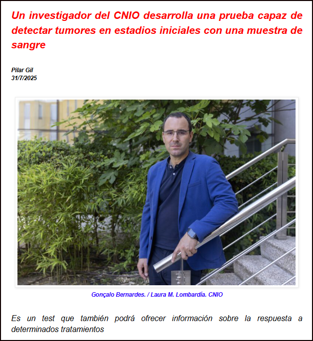  INVESTIGACI&Oacute;N: Una muestra de sangre para detectar tumores