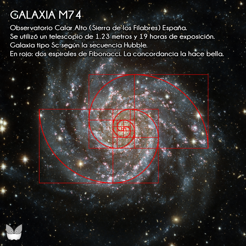 GALAXIA M74 & ESPIRAL &Aacute;UREA DE FIBONACCI