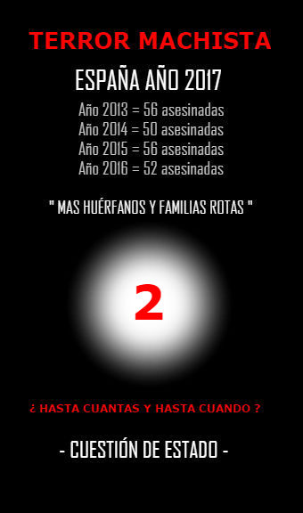 " ESPA&Ntilde;A : " EL TERROR MACHISTA ASESINA A LA SEGUNDA MUJER EN 48 HORAS DEL NUEVO A&Ntilde;O ARROJ&Aacute;NDOLA POR