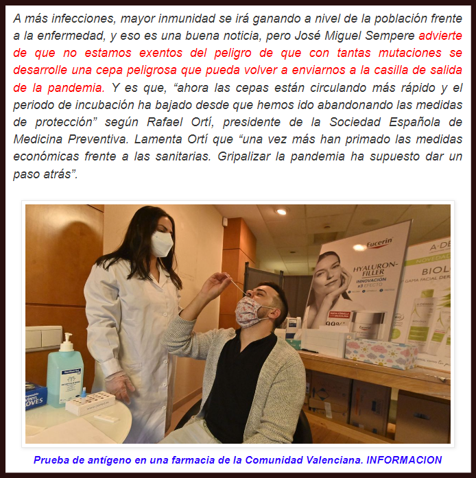 Expertos piden volver a la mascarilla en interiores y q se hagan pruebas d covid a toda la poblaci&oacute;n