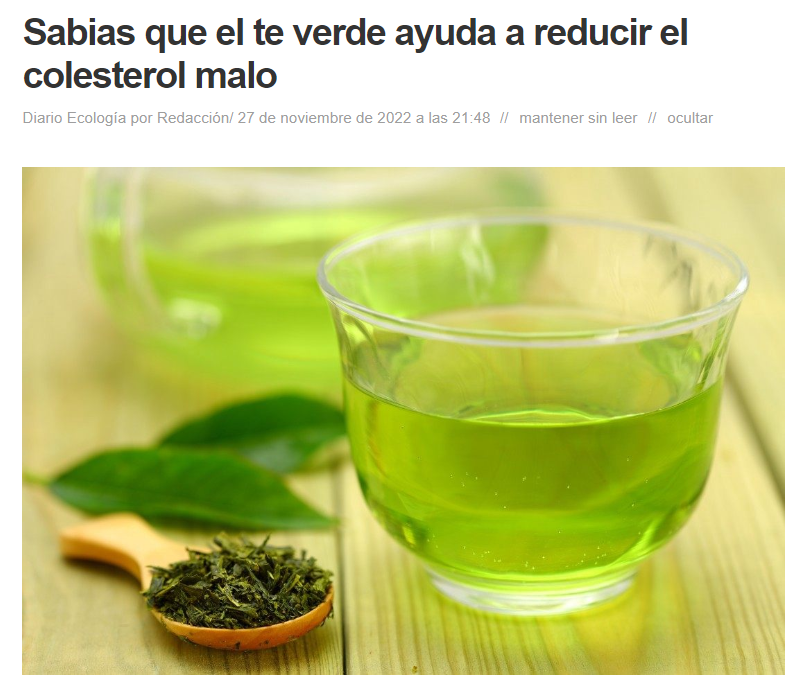 Hoy, el Te verde, el gran enemigo del colesterol malo