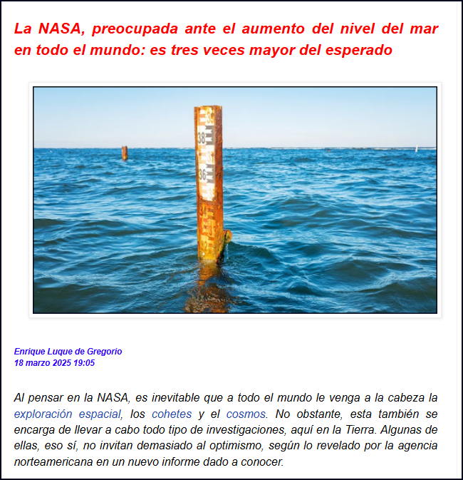  ALARMA (otra): El aumento del nivel del mar preocupa a la NASA