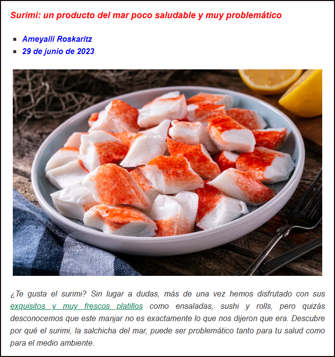 El SURIMI     &iquest;chatarra de mar?