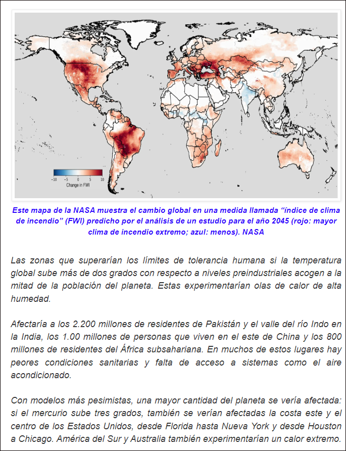  Nueva alarma: Si la temperatura sube m&aacute;s de dos grados, la mitad del mundo no ser&aacute; habitable