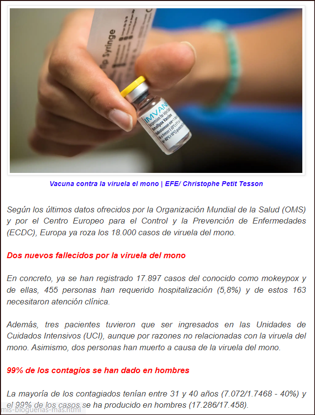  Aqu&iacute; contamos qui&eacute;nes tienen que vacunarse contra la viruela del mono (grupos de riesgo)