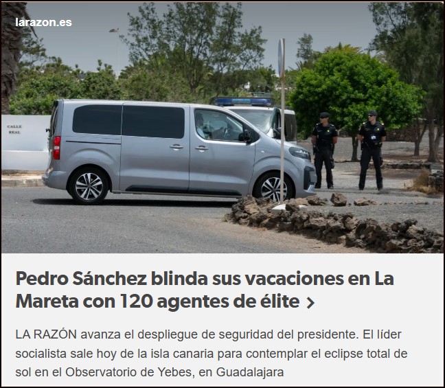 La Mareta se convierte en fortaleza presidencial: 120 agentes blindan las vacaciones de S&aacute;nchez