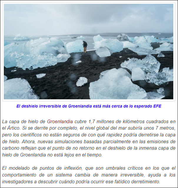  M&aacute;s cerca de lo esperado: Groenlandia se derrite y el nivel del mar podr&iacute;a subir hasta 7 m.