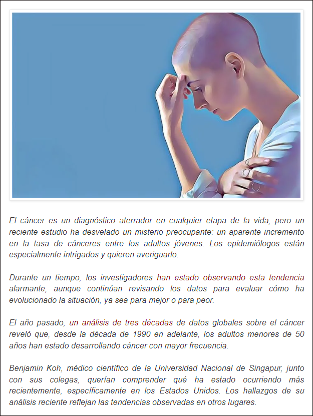  El aumento en la incidencia del c&aacute;ncer entre los j&oacute;venes preocupa al mundo cient&iacute;fico