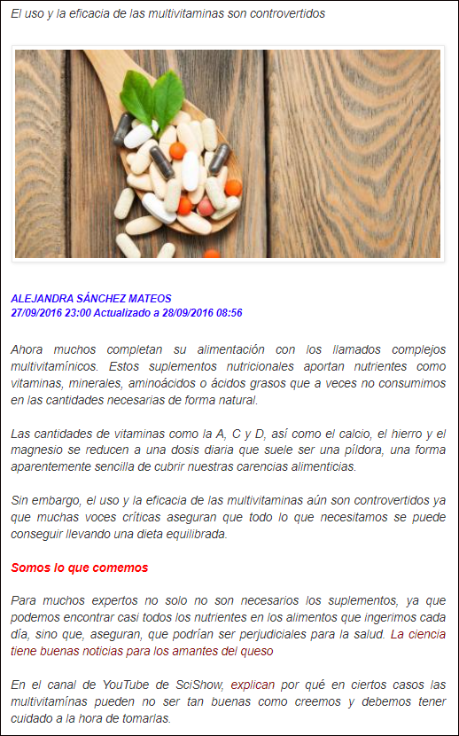 Multivitam&iacute;nicos: &iquest;Son buenos para nuestra salud? &iquest;Son necesarios? &iquest;Funcionan?