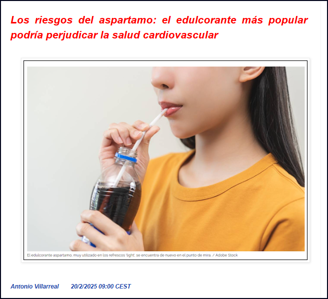  A vueltas, otra vez, con los peligros del edulcorante E-951, el Aspartamo