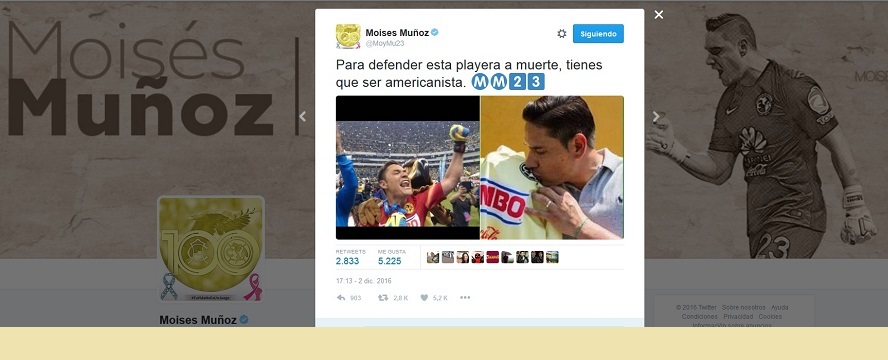 Mois&eacute;s Mu&ntilde;oz Para defender esta playera a muerte, tienes que ser americanista