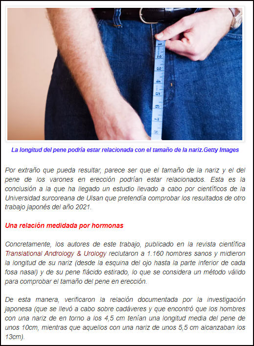 Investigaci&oacute;n cient&iacute;fica: El tama&ntilde;o d la nariz y el del pene d los varones en erecci&oacute;n, relacionados