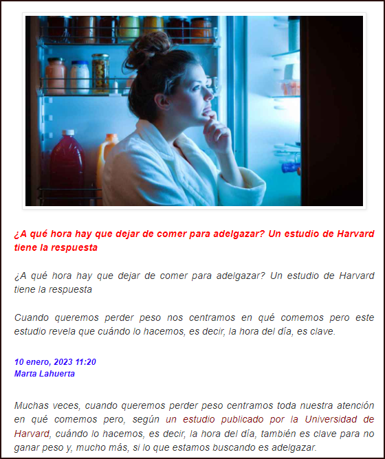  Un estudio de Harvard nos dice a qu&eacute; hora hay que dejar de comer para adelgazar