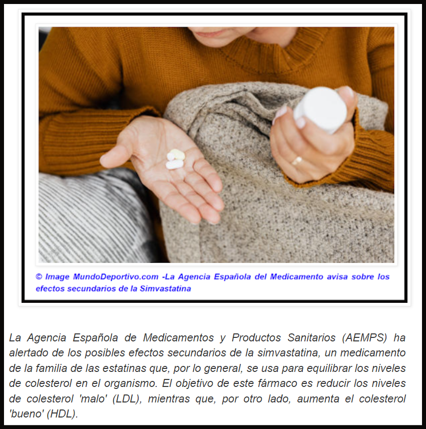  Alarma: La AE del Medicamento avisa sobre los peligros de la Simvastatina (para tratar colesterol)