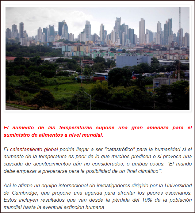 Anuncian que el mundo debe prepararse para un "Final Clim&aacute;tico"