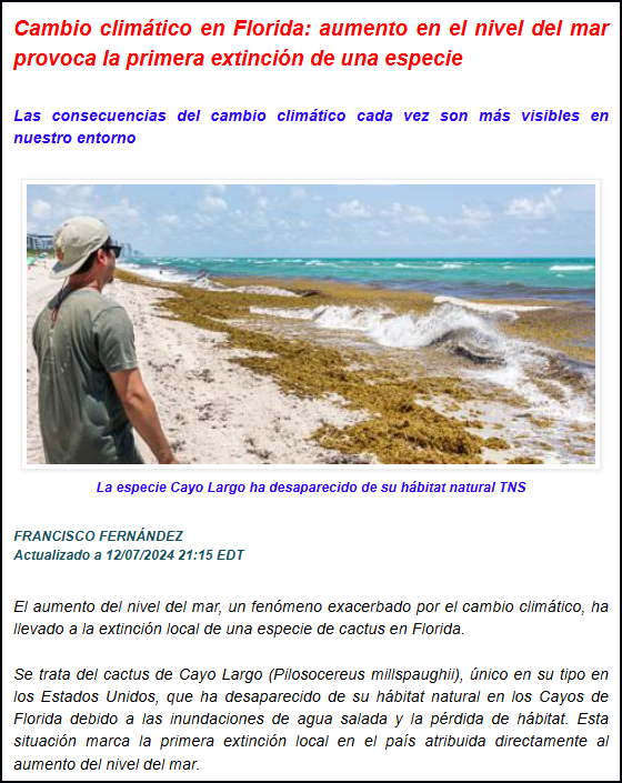  Un nuevo y alarmante recordatorio sobre el Cambio Clim&aacute;tico: Ahora, Florida