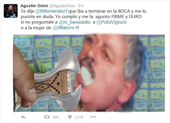 Orion agredi&oacute; a Titi Fernandez en las redes sociales