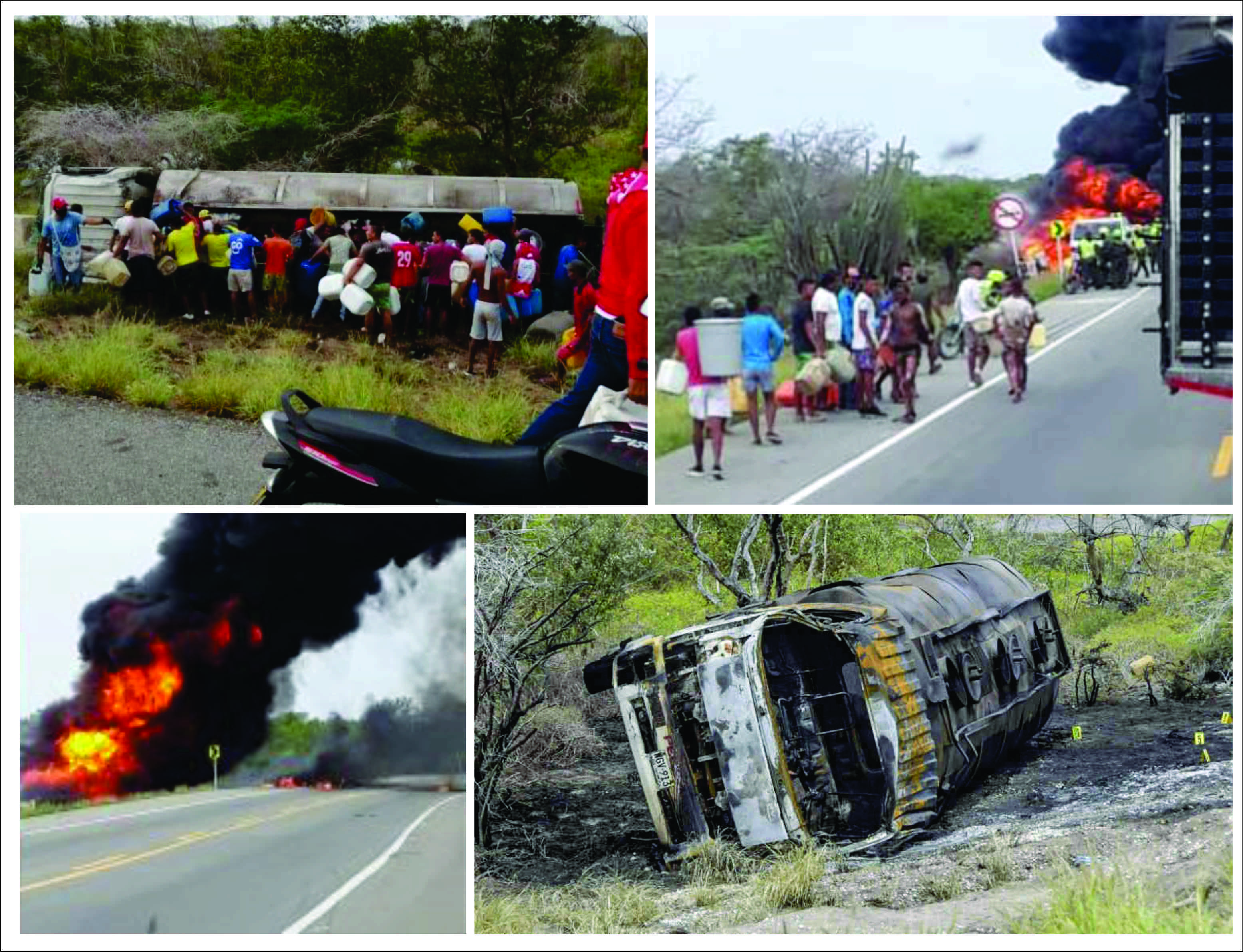 Tragedia en Colombia, cami&oacute;n cisterna con gasolina se volc&oacute; e incendi&oacute;: 7 muertos 50 heridos